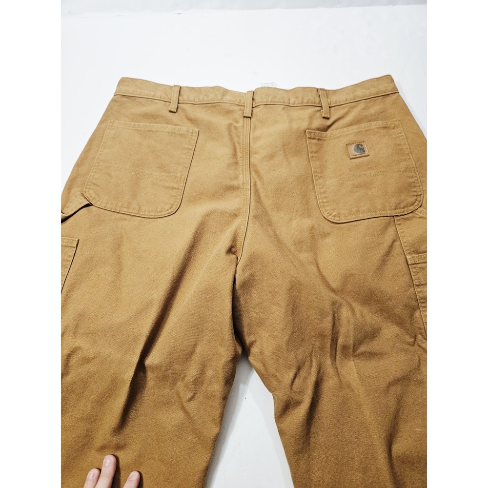 Carhartt Plaid Lined Brown Original Dungaree Fit Canvas Work Pants Mens 42x30 - Picture 8 of 11
